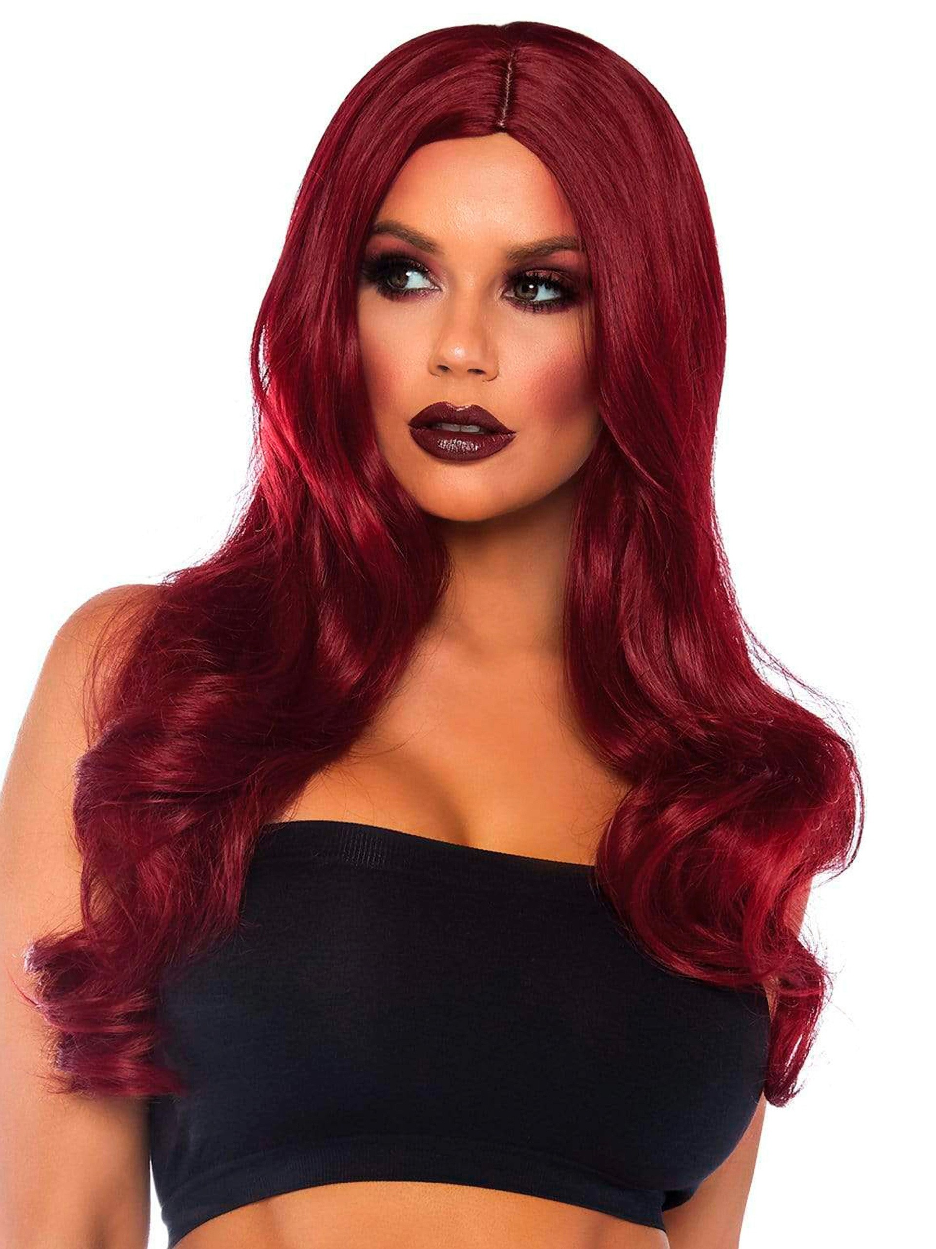 Image of Leg Avenue Long Wavy Red Wig - One size - Red