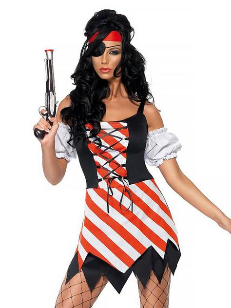 Fever Red and White Pirate Costume, White, hi-res