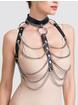 DOMINIX Deluxe Leather and Chain Harness Bra, Black, hi-res