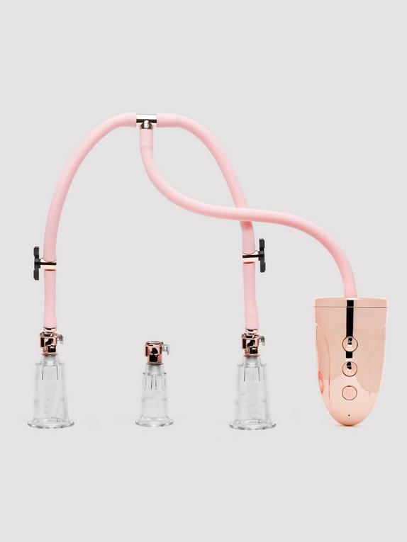 Pumped Automatic Rechargeable Clitoris and Nipple Pump Set, Pink, hi-res