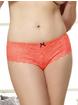 Dreamgirl Plus Size Red Lace Bow Detail Crotchless Knickers, Orange, hi-res