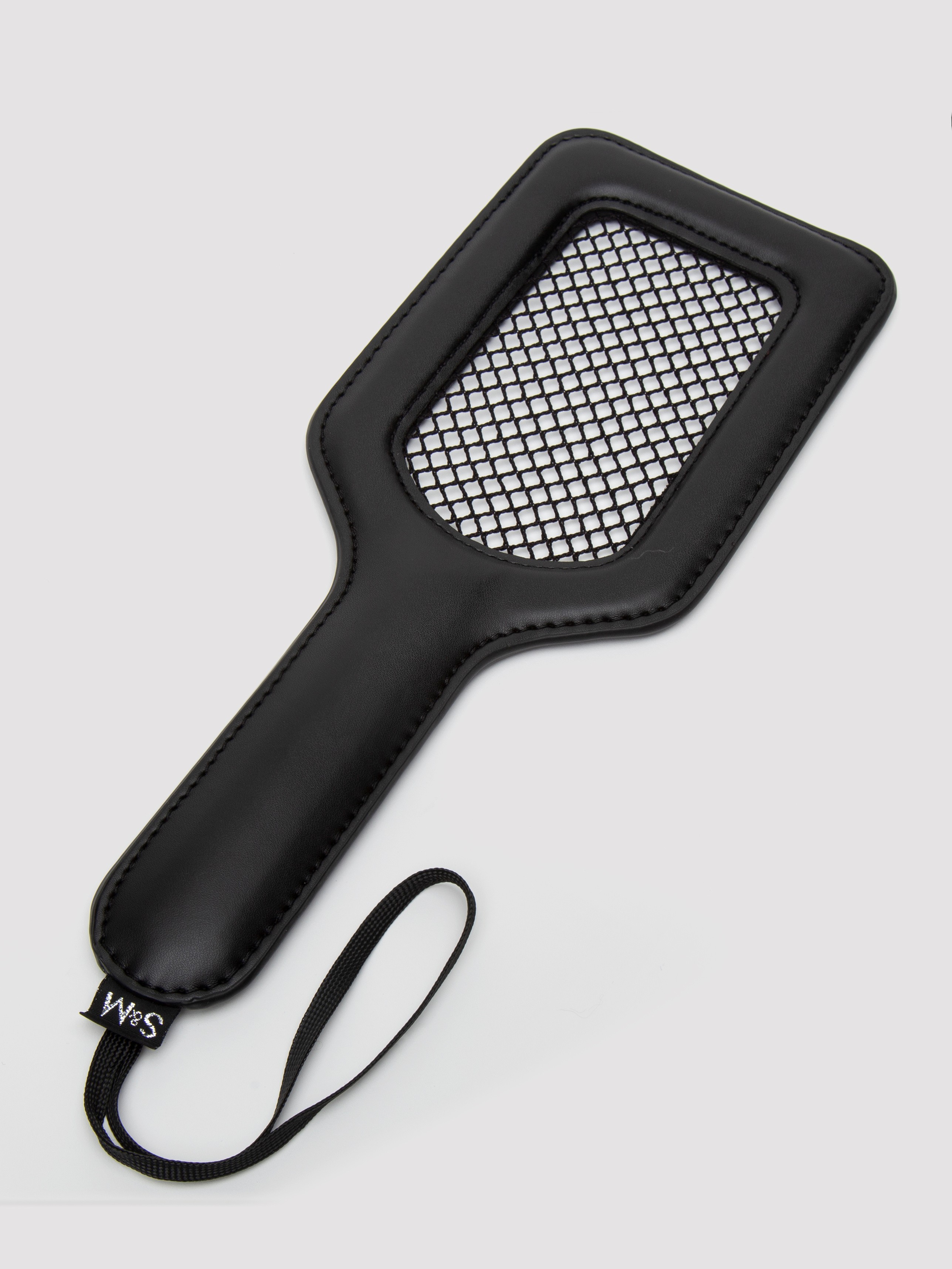 Sex & Mischief Faux Leather and Fishnet Paddle, Black, hi-res