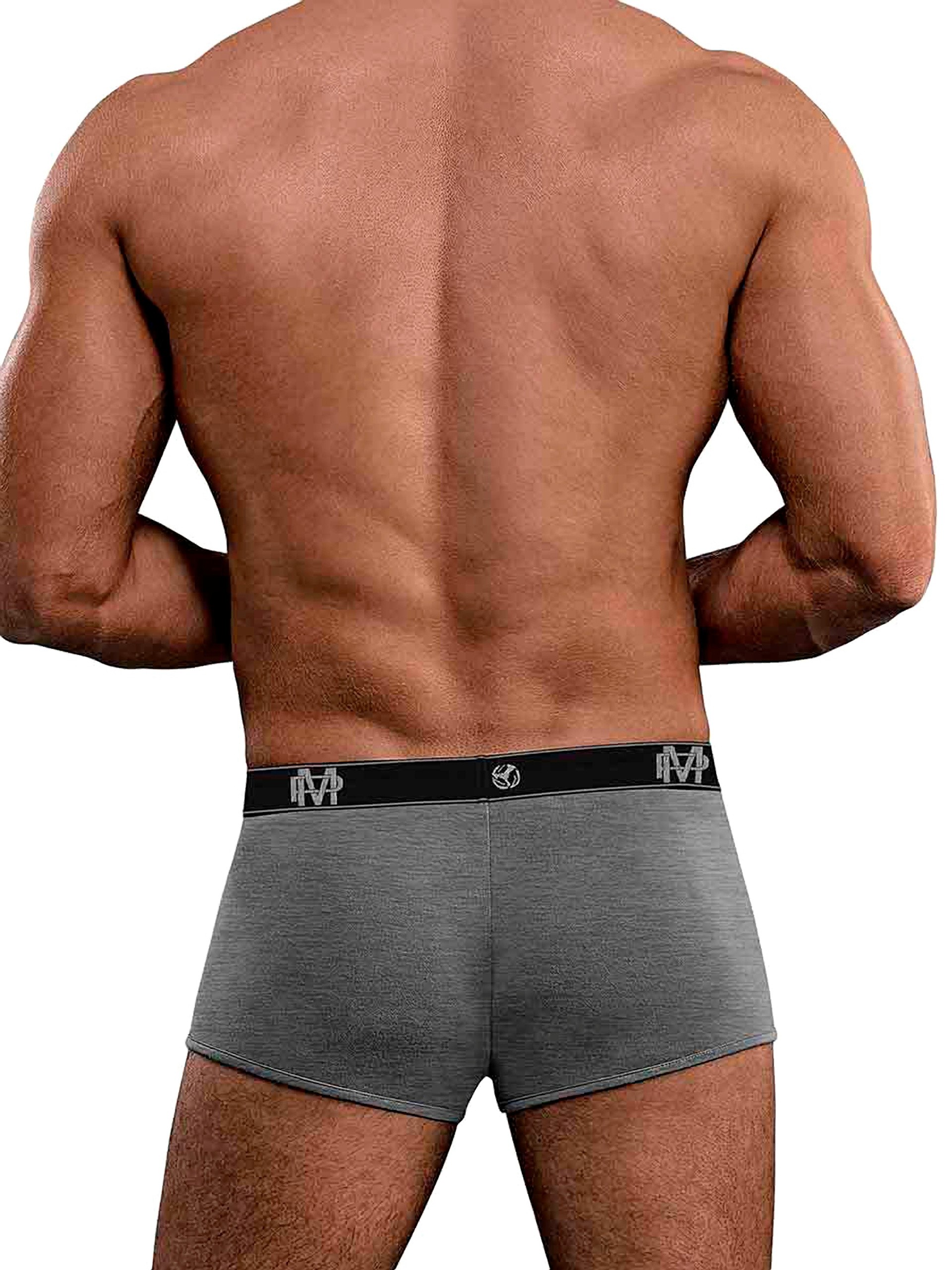 Male Power Black Bamboo Boxer Shorts, Grey, hi-res