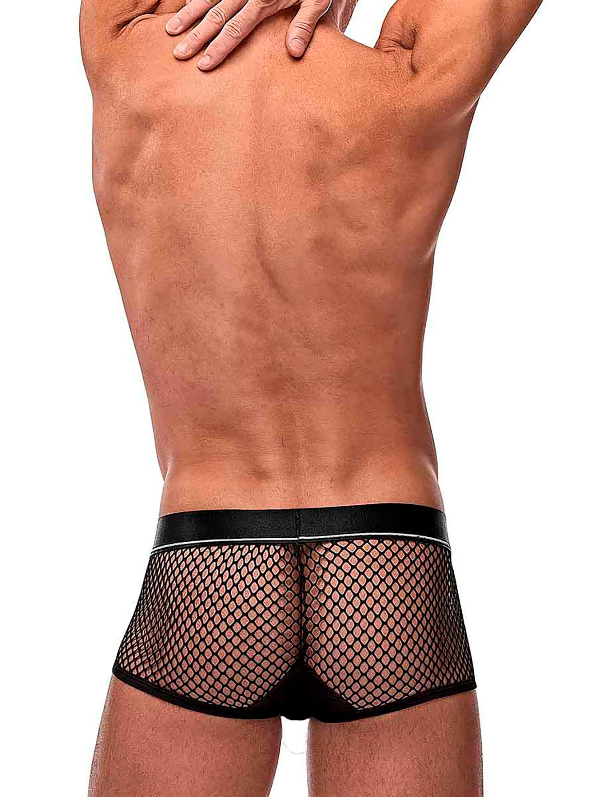 Male Power Black Cock Pit Mesh Boxer Shorts, Black, hi-res