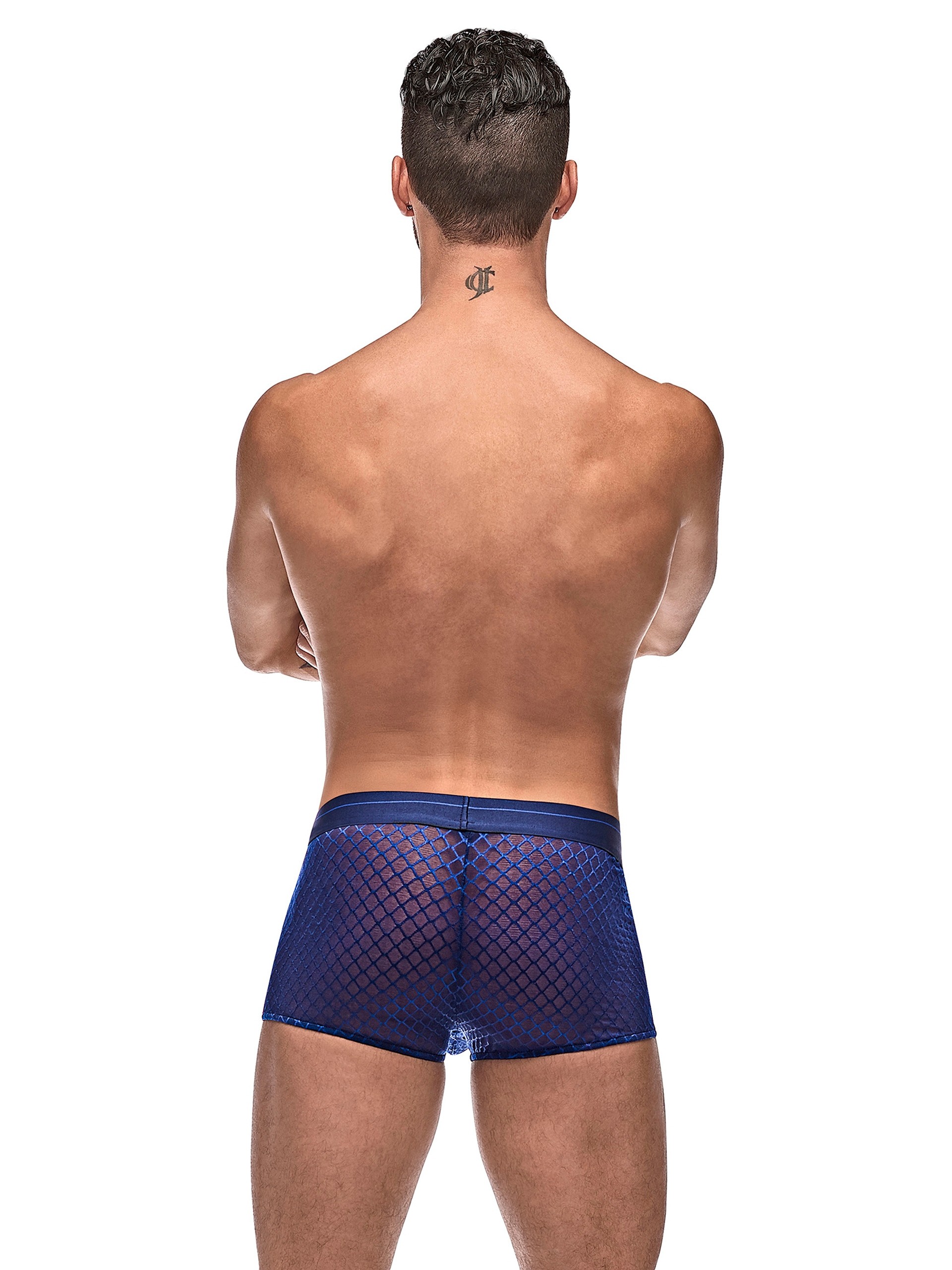 Male Power Blue Diamond Mesh Boxer Shorts, Blue, hi-res