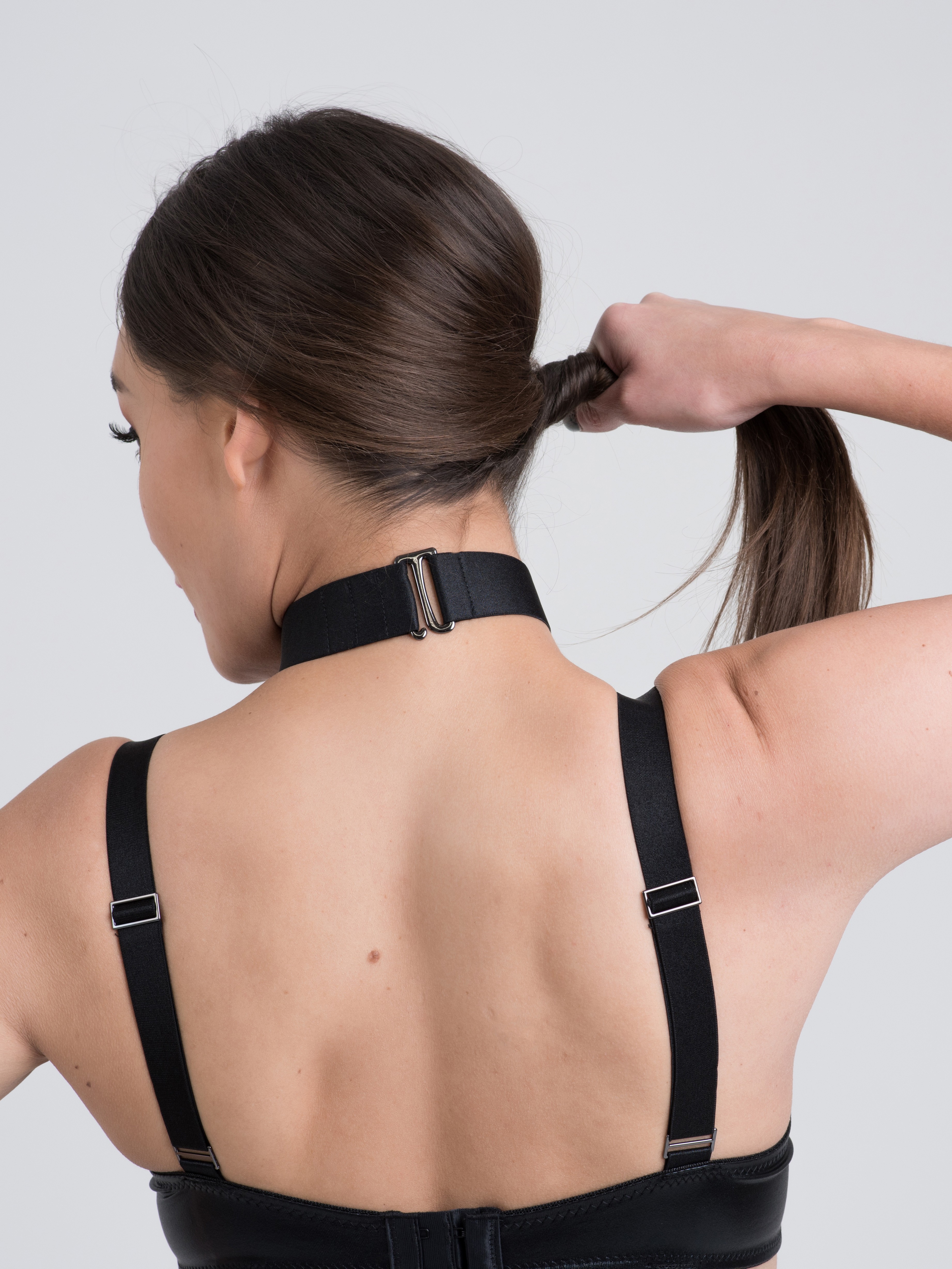 Lovehoney Fierce Caged Desire Wet Look Bra Set, Black, hi-res