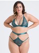 Lovehoney Moonflower Purple Lace Strappy Bra Set, Green, hi-res