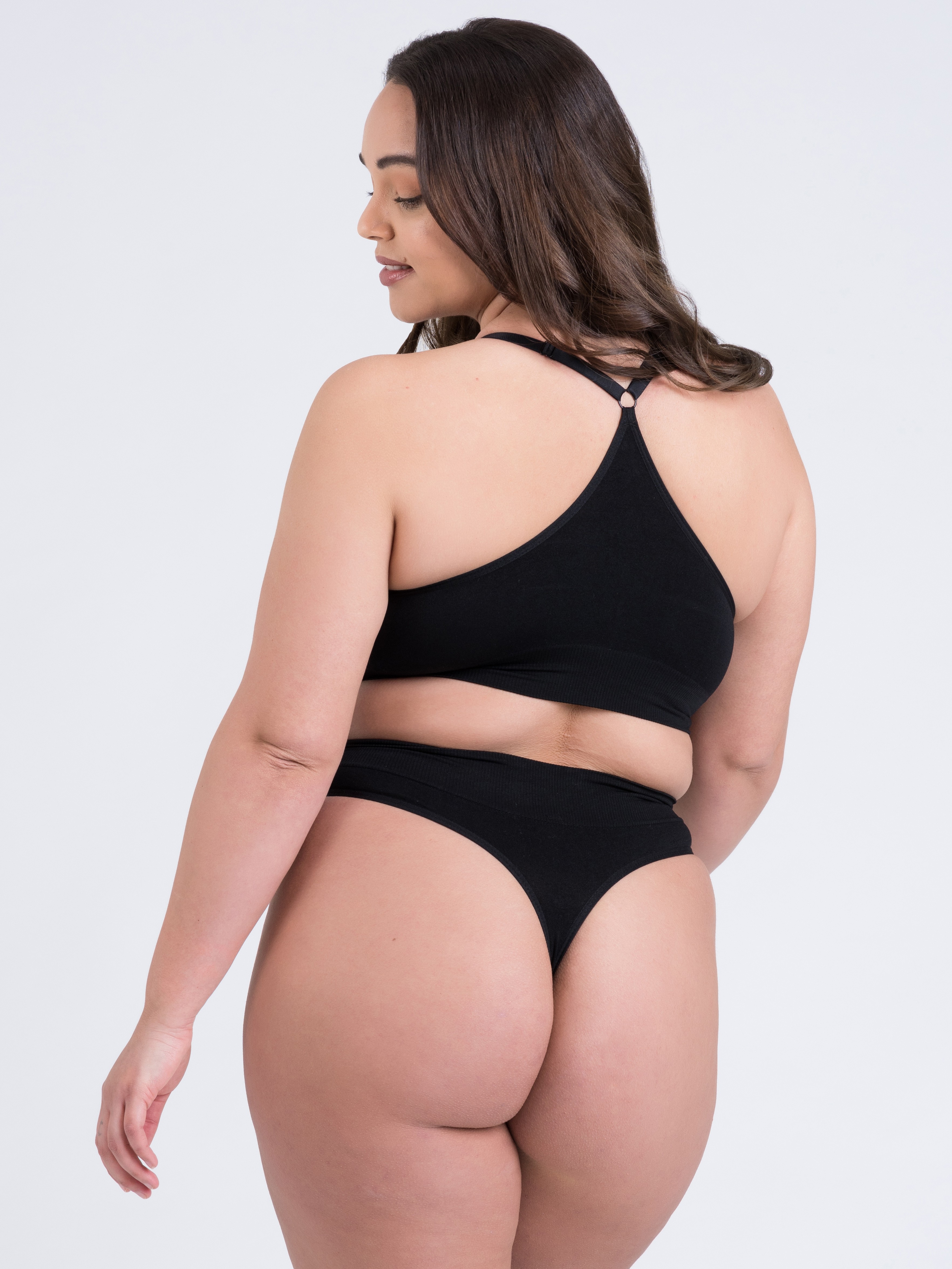 Lovehoney Mindful Black Seamless Bra Set, Black, hi-res