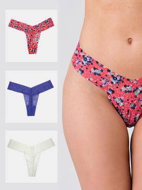 Lovehoney Peachy Keen Lace Thong Set (3 Pack)