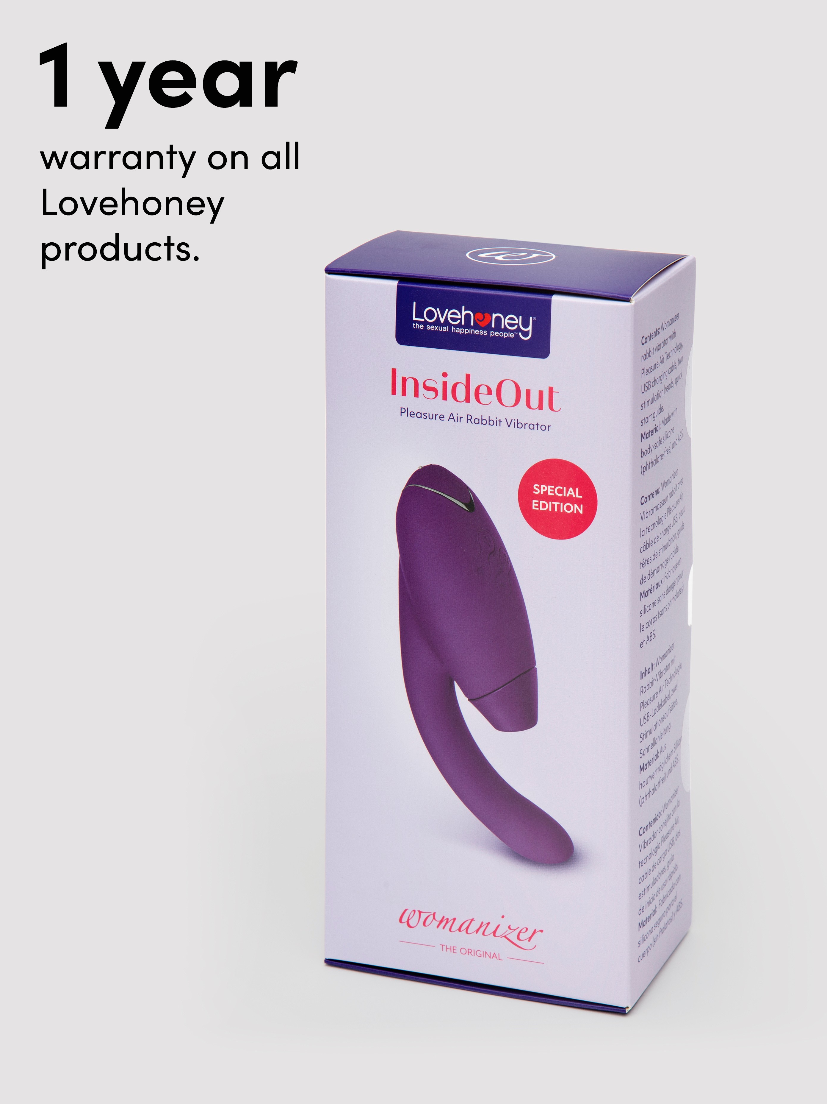 Womanizer X Lovehoney InsideOut Rechargeable G-Spot and Clitoral Stimulator, Purple, hi-res