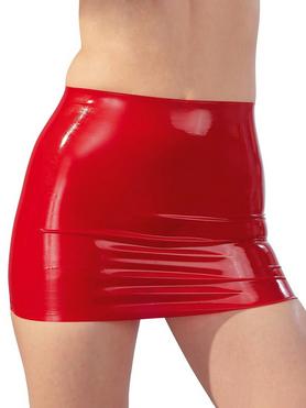 Late X Red Latex Mini Skirt