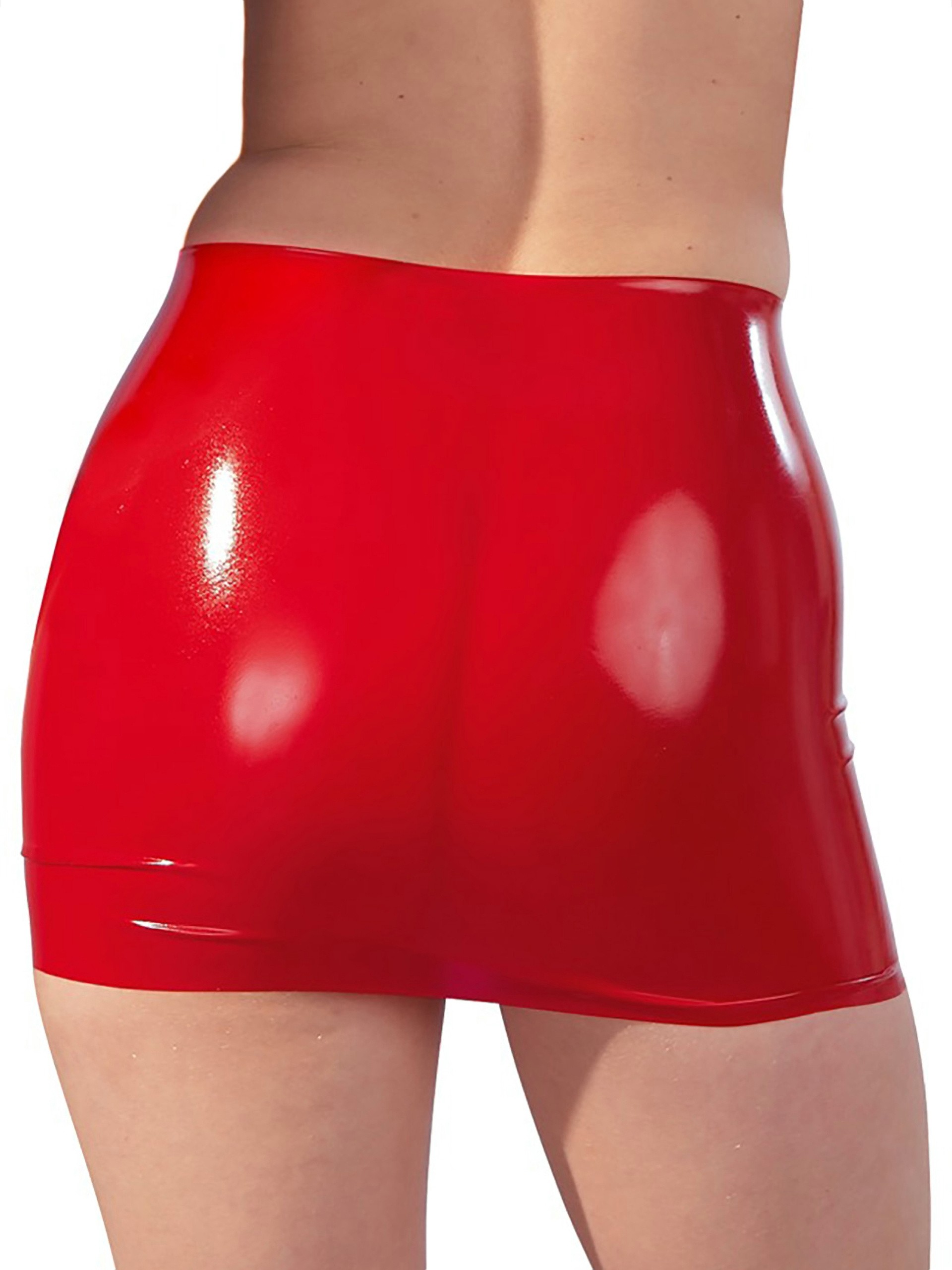Late X Red Latex Mini Skirt, Red, hi-res