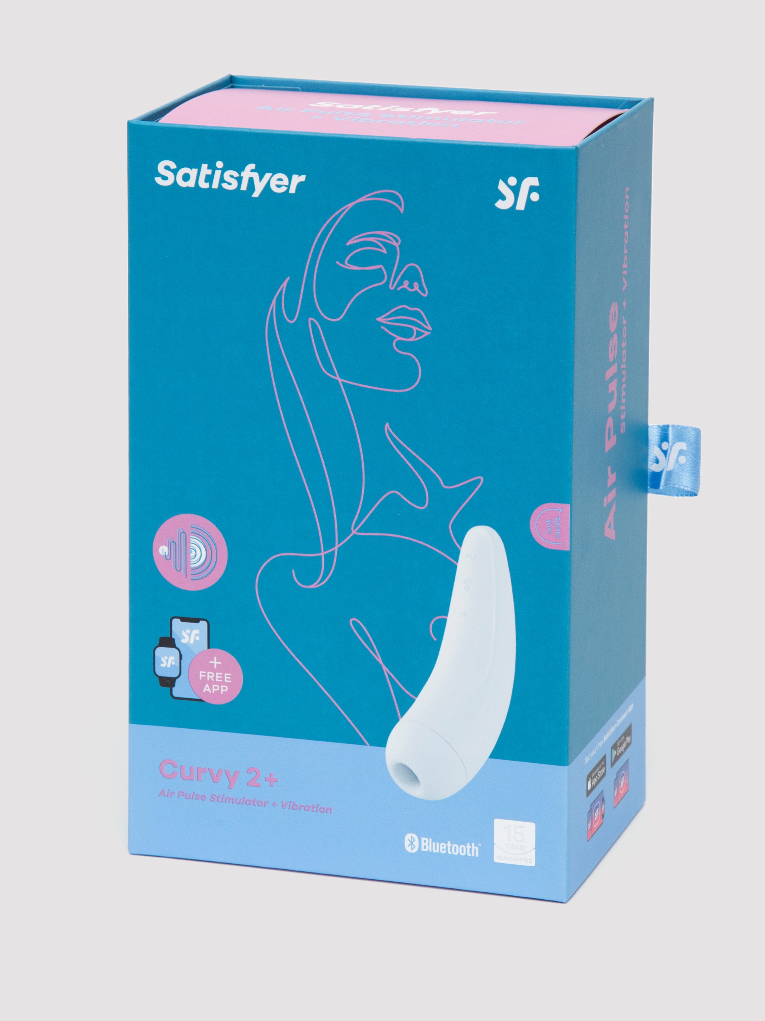 Satisfyer Curvy 2+ App Controlled Rechargeable Vibrating Clitoral Stimulator, White, hi-res