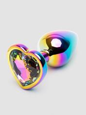 Rear Assets kleiner Analplug aus Metall mit Regenbogen-Herz Kristall 5 cm, Rainbow, hi-res