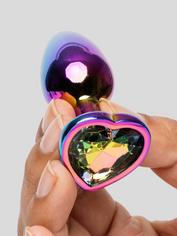 Rear Assets kleiner Analplug aus Metall mit Regenbogen-Herz Kristall 5 cm, Rainbow, hi-res