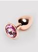 Rear Assets Small Jewelled Rose Gold Metal Butt Plug 2 Inch, Gold, hi-res
