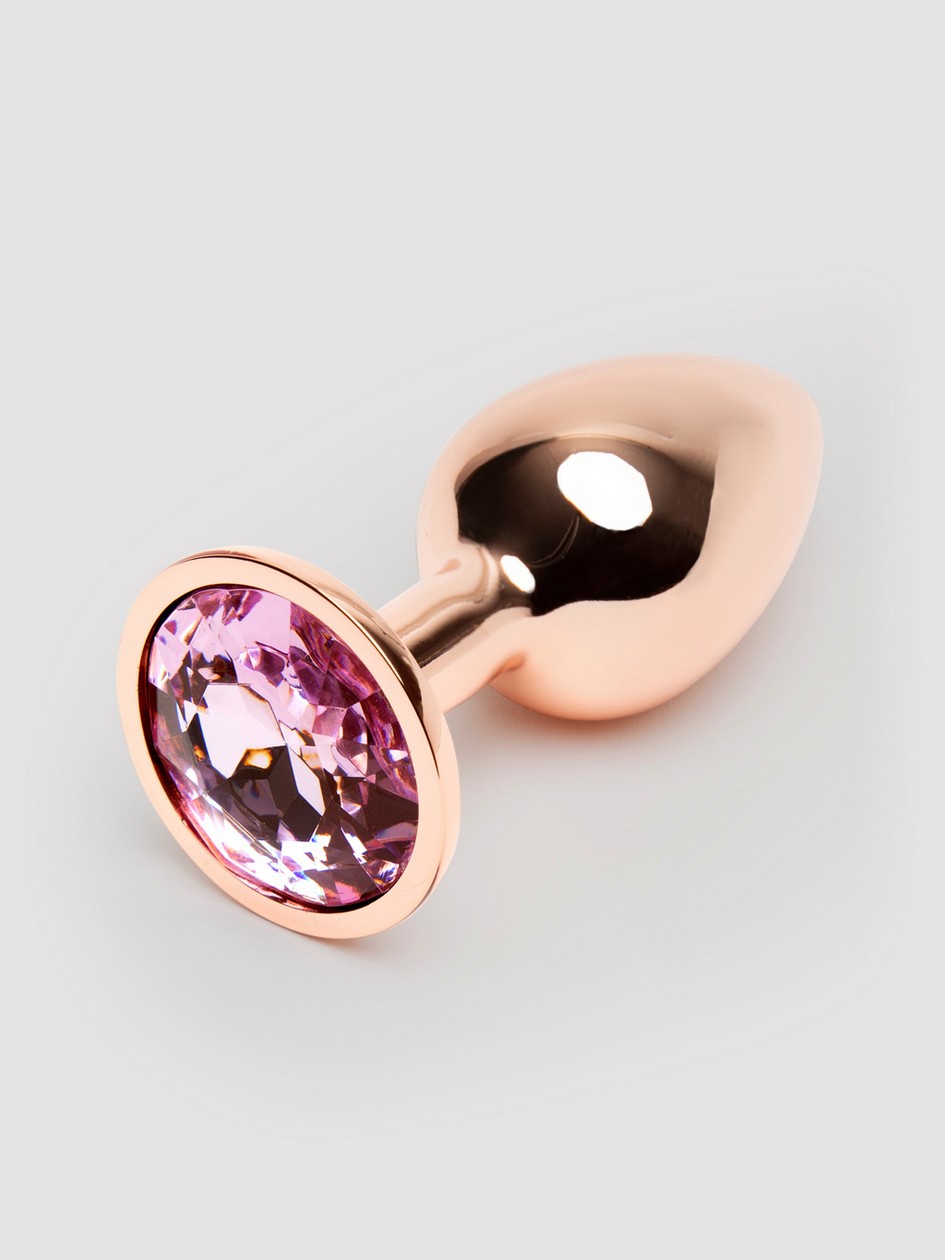 Rear Assets Small Jewelled Rose Gold Metal Butt Plug 2 Inch, Gold, hi-res