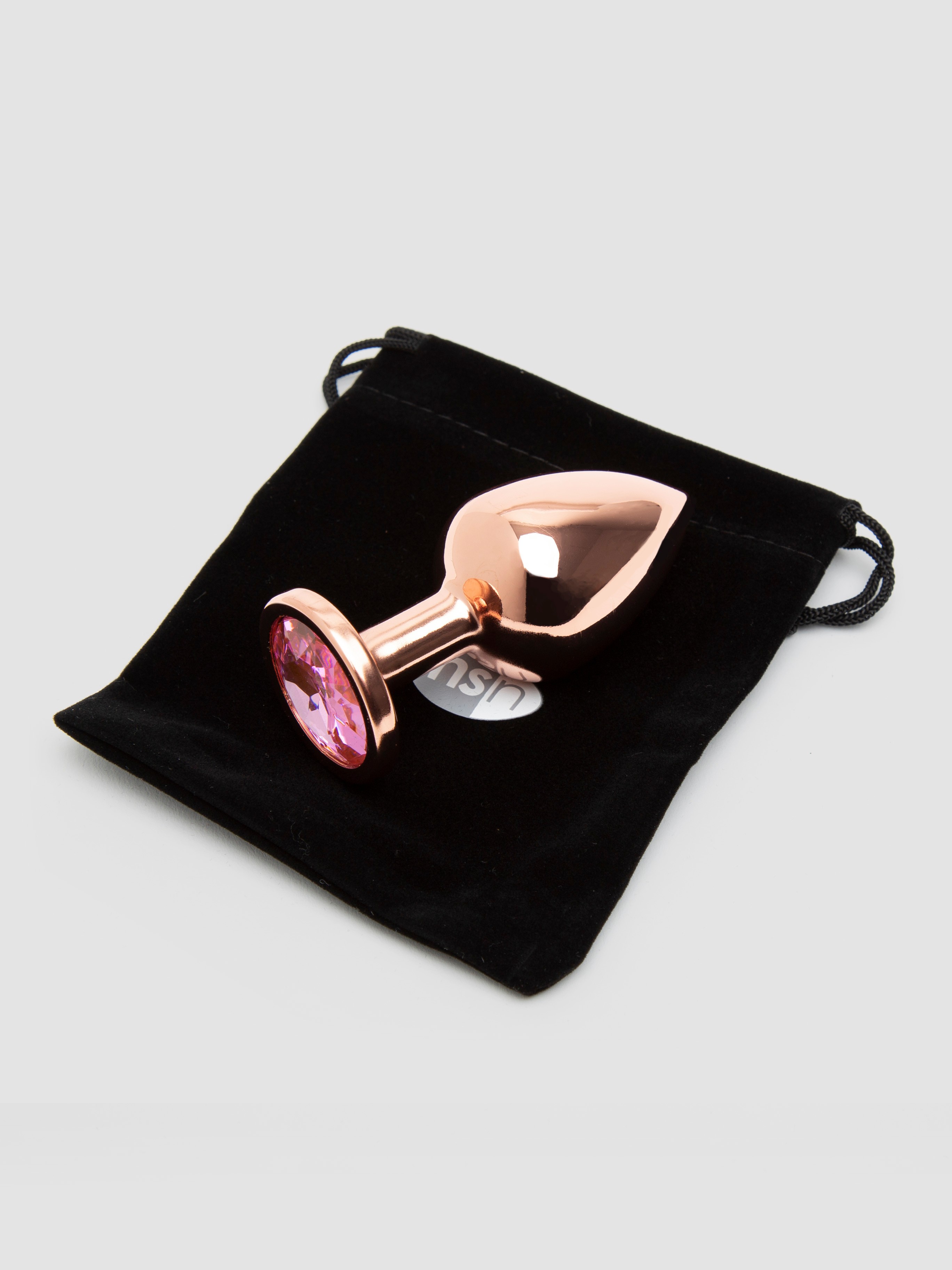 Rear Assets Medium Jeweled Rose Gold Aluminum Butt Plug 2.5 Inch, Gold, hi-res