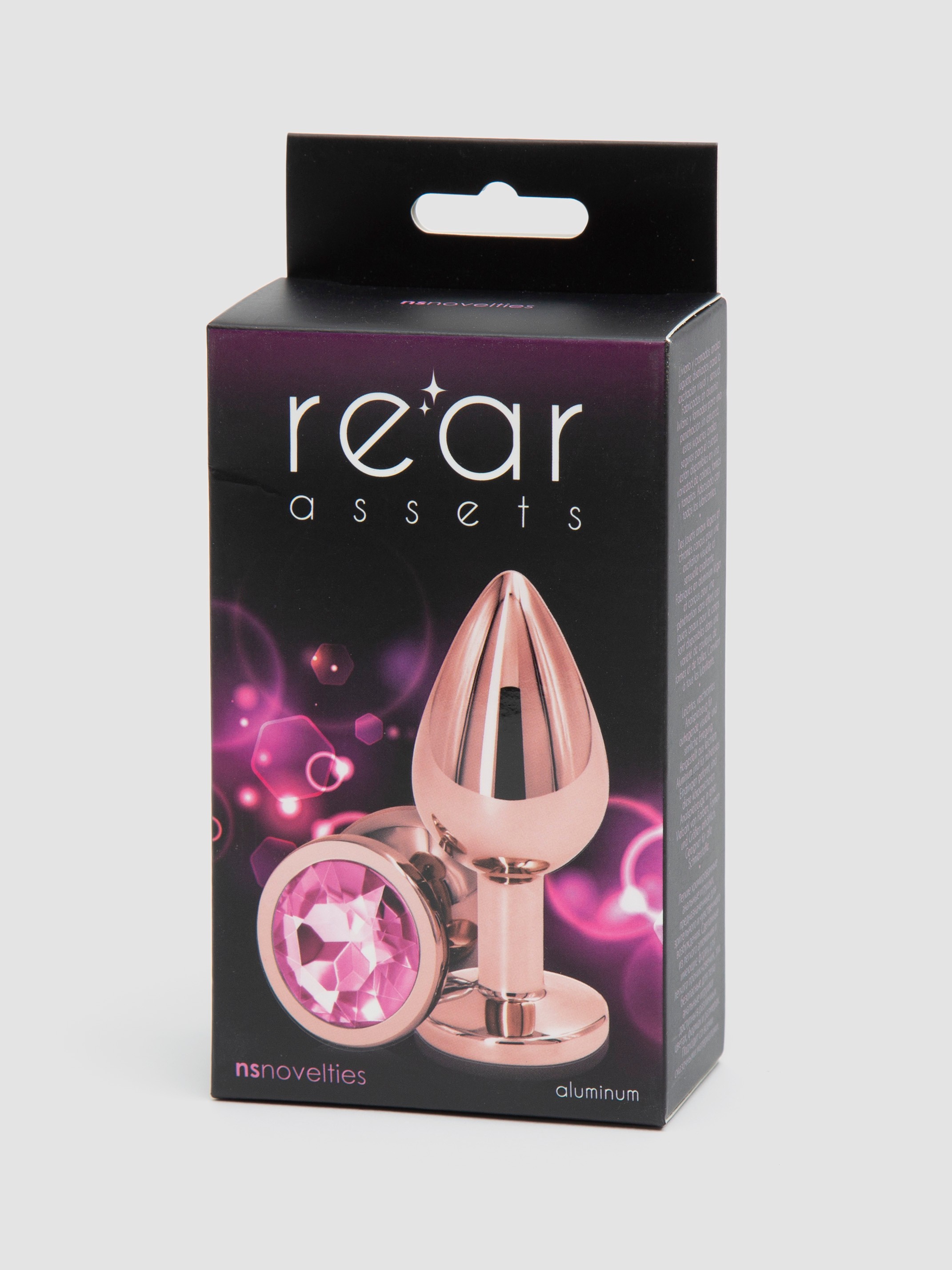 Rear Assets Medium Jeweled Rose Gold Aluminum Butt Plug 2.5 Inch, Gold, hi-res