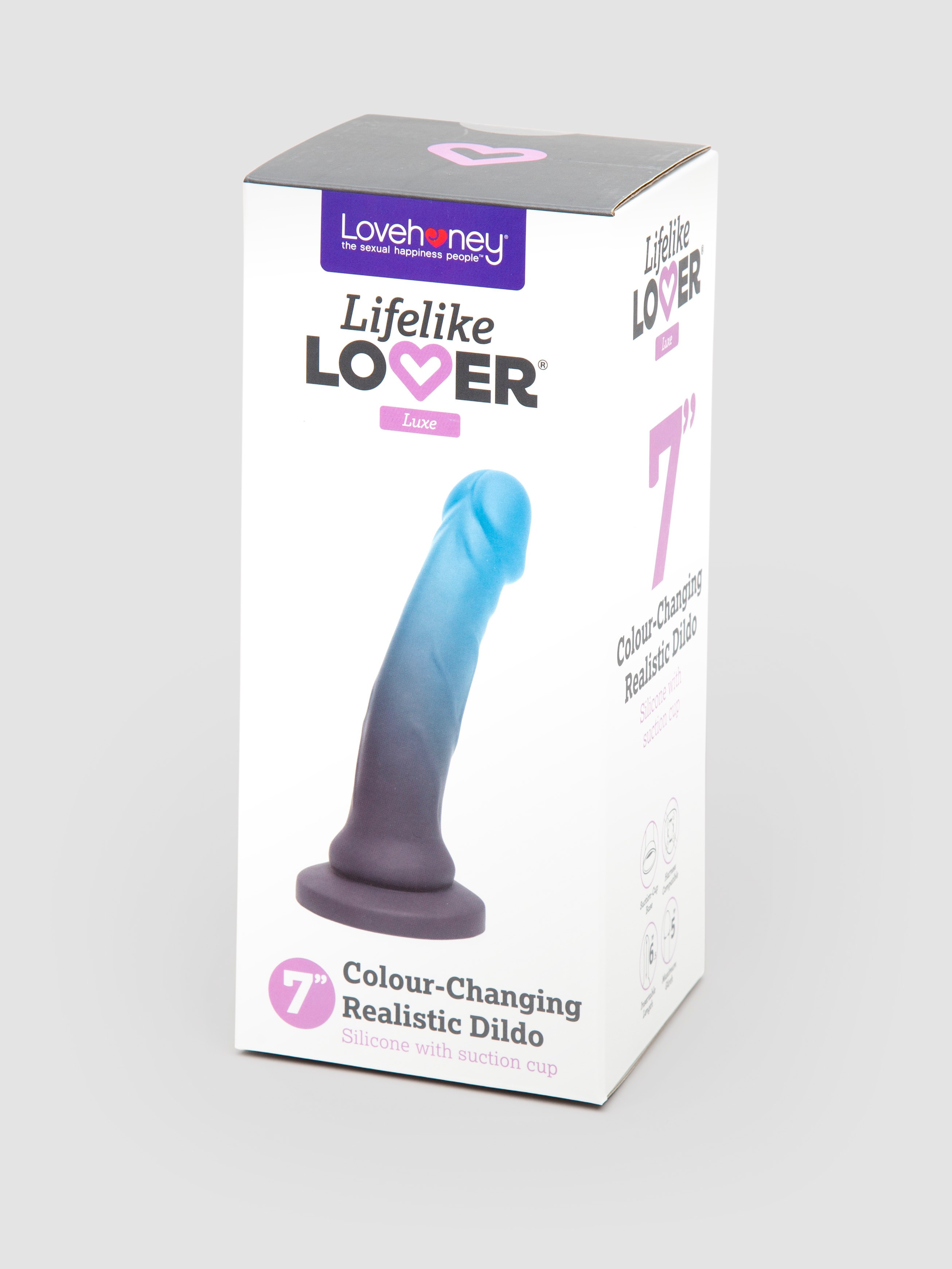 Lifelike Lover Luxe Realistic Colour-Changing Silicone Dildo 7 Inch, Black, hi-res