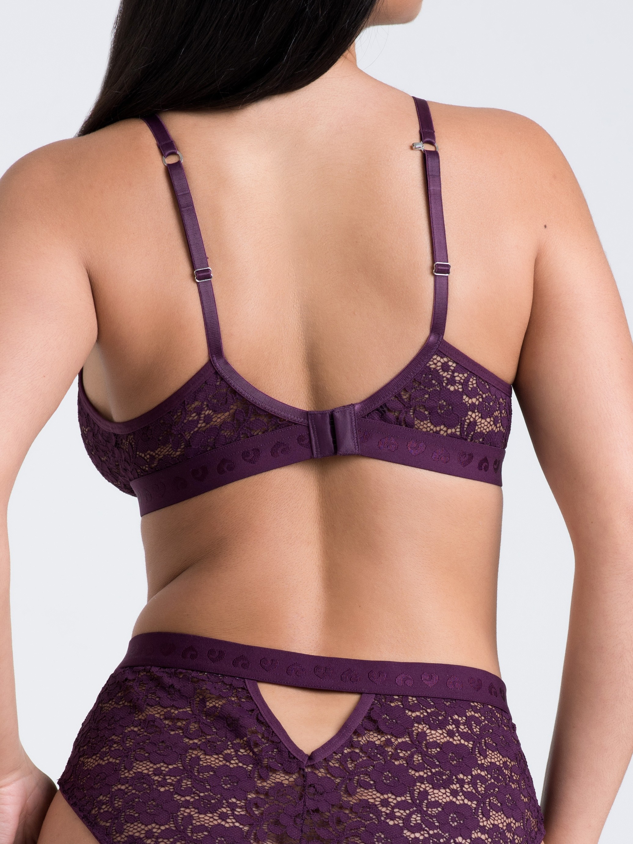 Lovehoney Mindful Black Lace Bra Set, Purple, hi-res