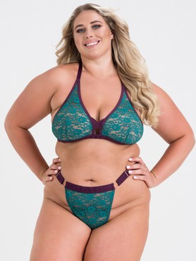 Lovehoney Plus Size Mindful Teal Lace Bra Set