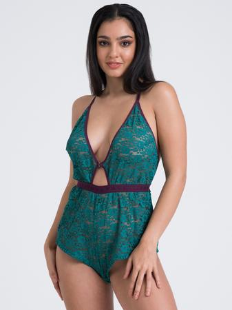 Lovehoney Mindful Teal Lace Plunging Teddy
