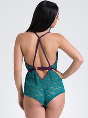 Lovehoney Mindful Black Lace Plunging Teddy, Green, hi-res