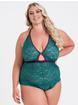 Lovehoney Mindful Black Lace Plunging Body, Green, hi-res