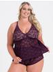 Lovehoney Mindful Mint Green Lace Cami and Shorts Set, Purple, hi-res