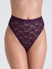 Lovehoney Mindful Plum Lace Thong, Purple, hi-res