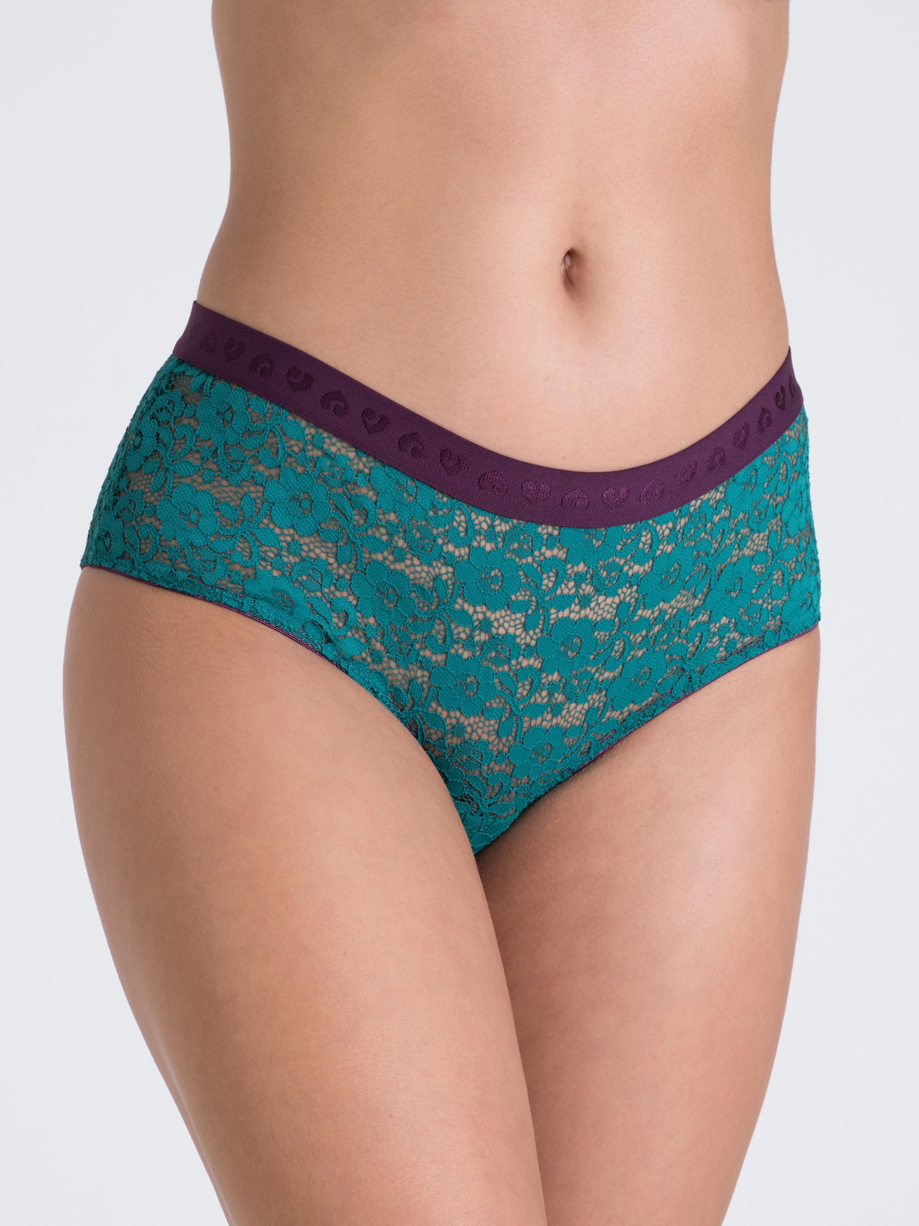 Lovehoney Mindful Mint Green Lace Shorts, Blue, hi-res