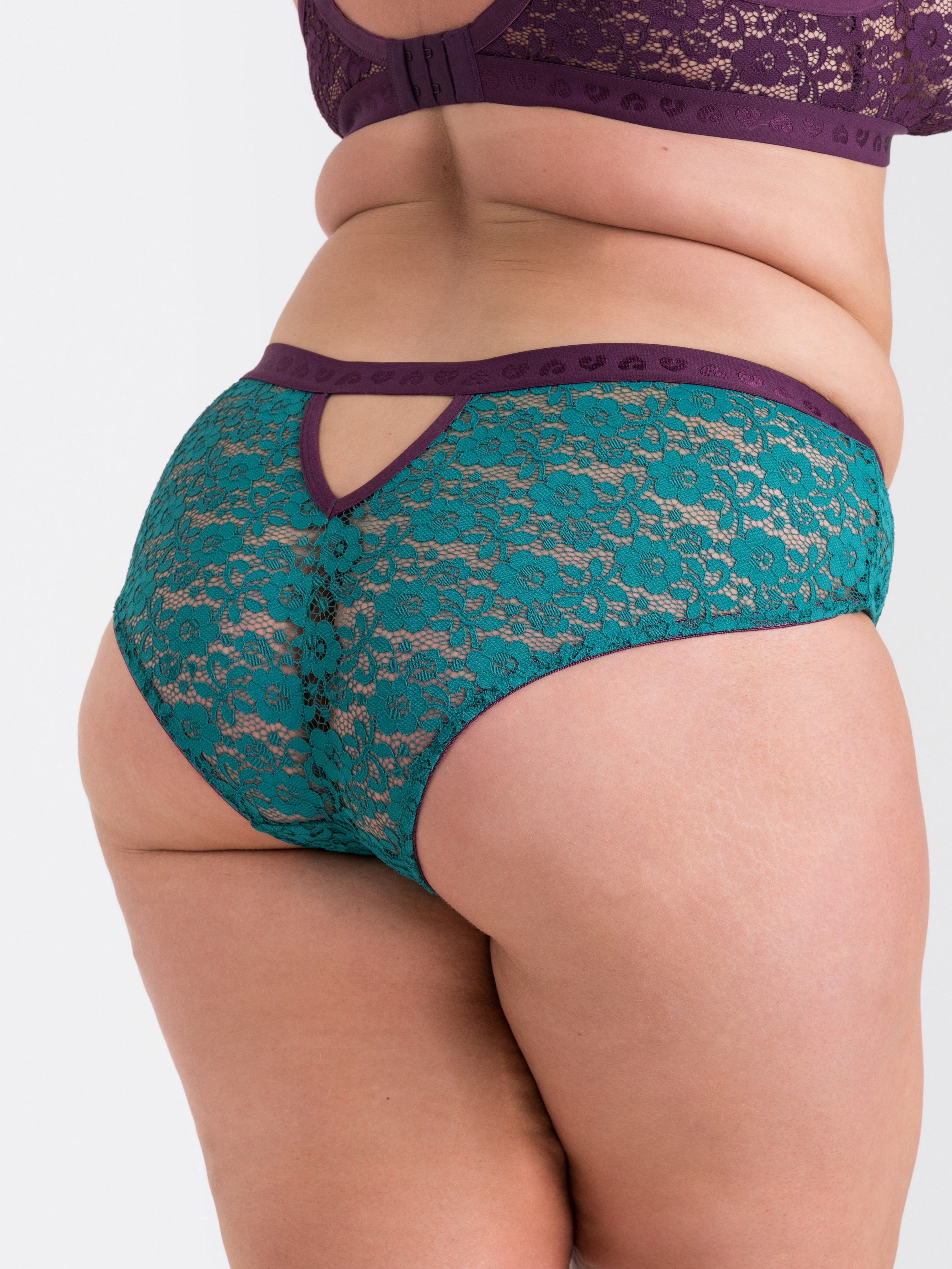 Lovehoney Mindful Mint Green Lace Shorts, Blue, hi-res