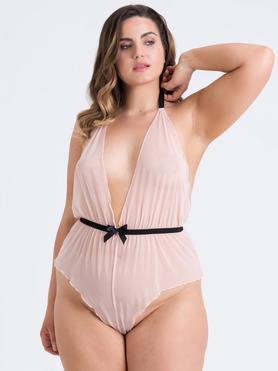 Body fendu transparent grande taille Barely There rose tendre, Lovehoney