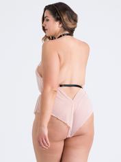 Lovehoney Barely There Sheer Black Crotchless Teddy, Pink, hi-res