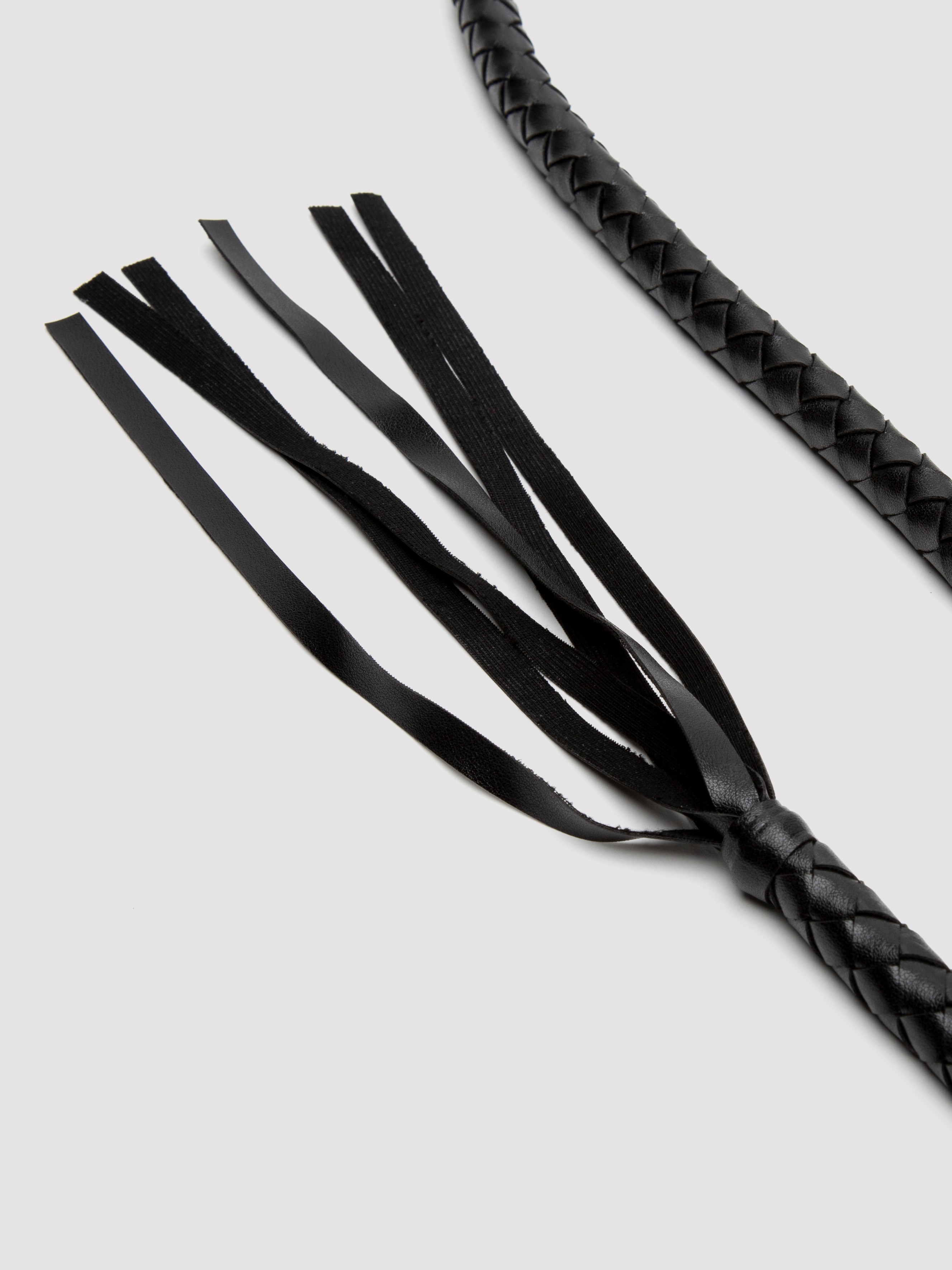 Leg Avenue Faux Leather Diamante Handle Whip, Black, hi-res