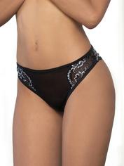 Seven 'til Midnight Pink Criss-Cross Lace and Mesh Knickers, Black, hi-res