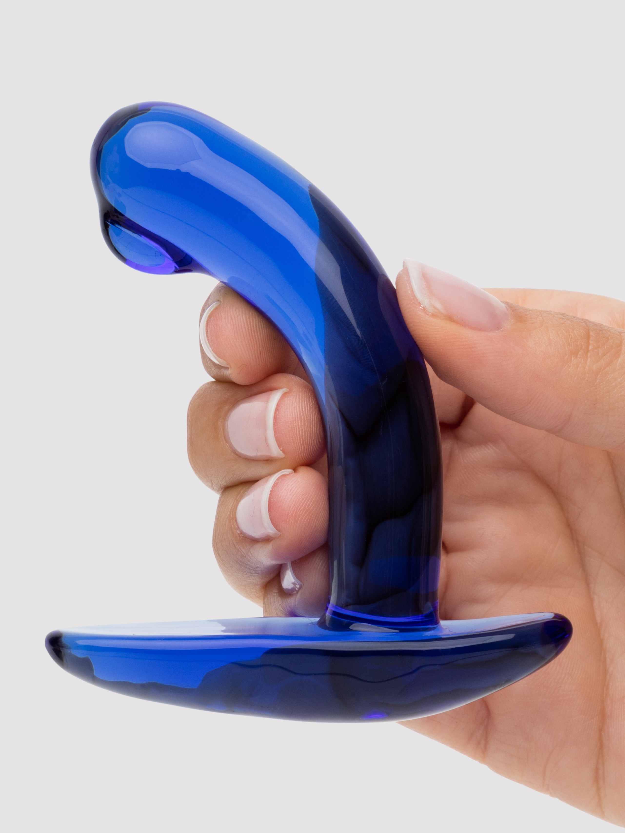 Lovehoney Sensual Glass Booty Buddy Butt Plug, Blue, hi-res