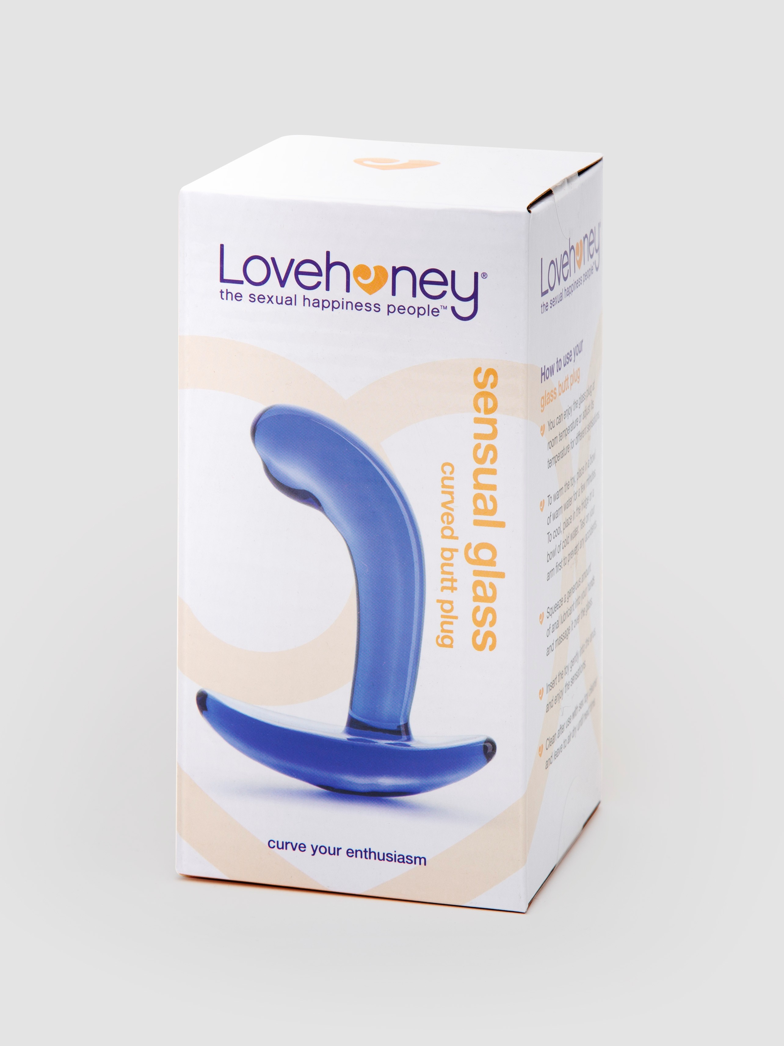 Lovehoney Sensual Glass Booty Buddy Butt Plug, Blue, hi-res