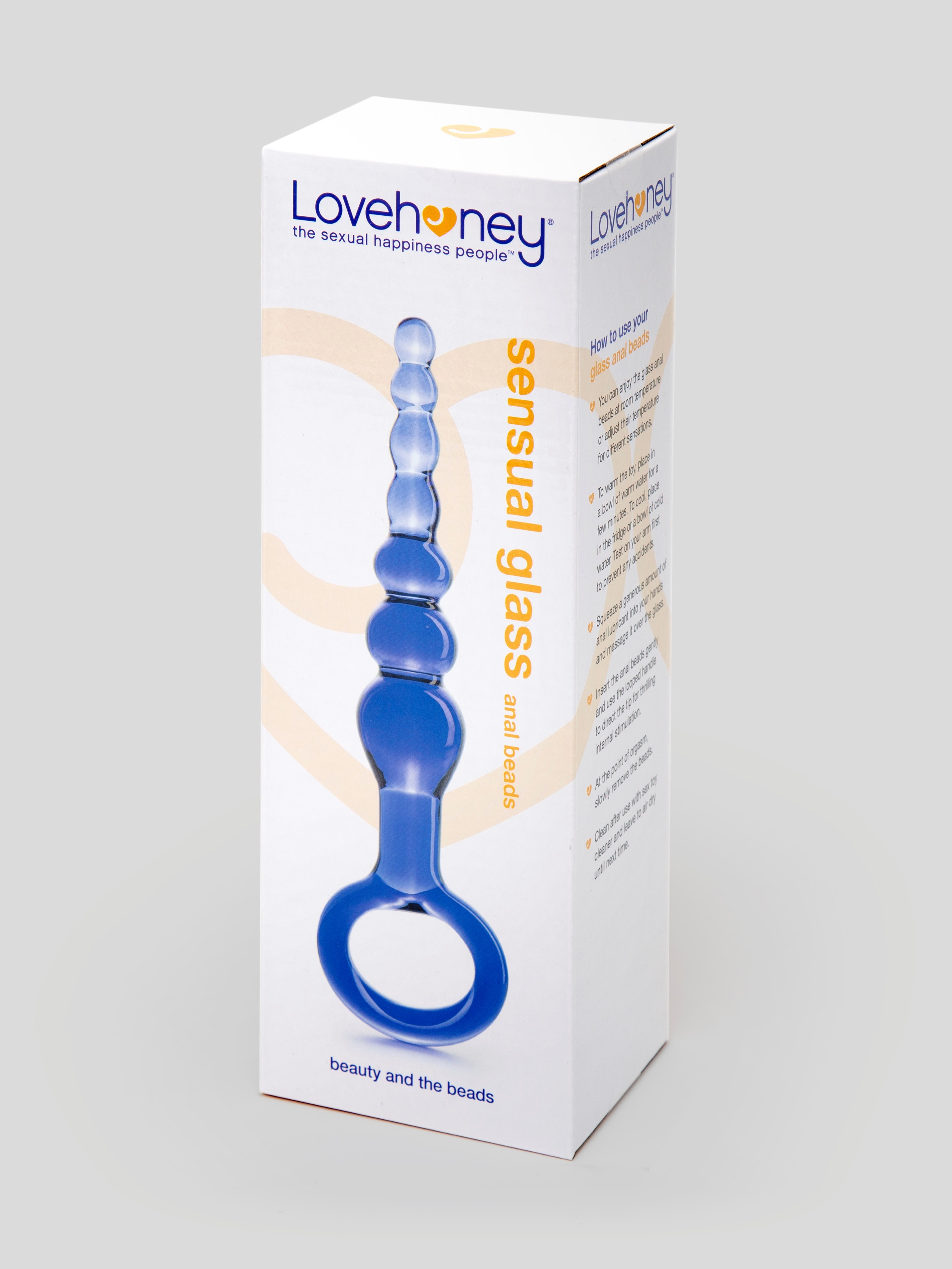 Lovehoney Sensual Glass Anal Beads, Blue, hi-res