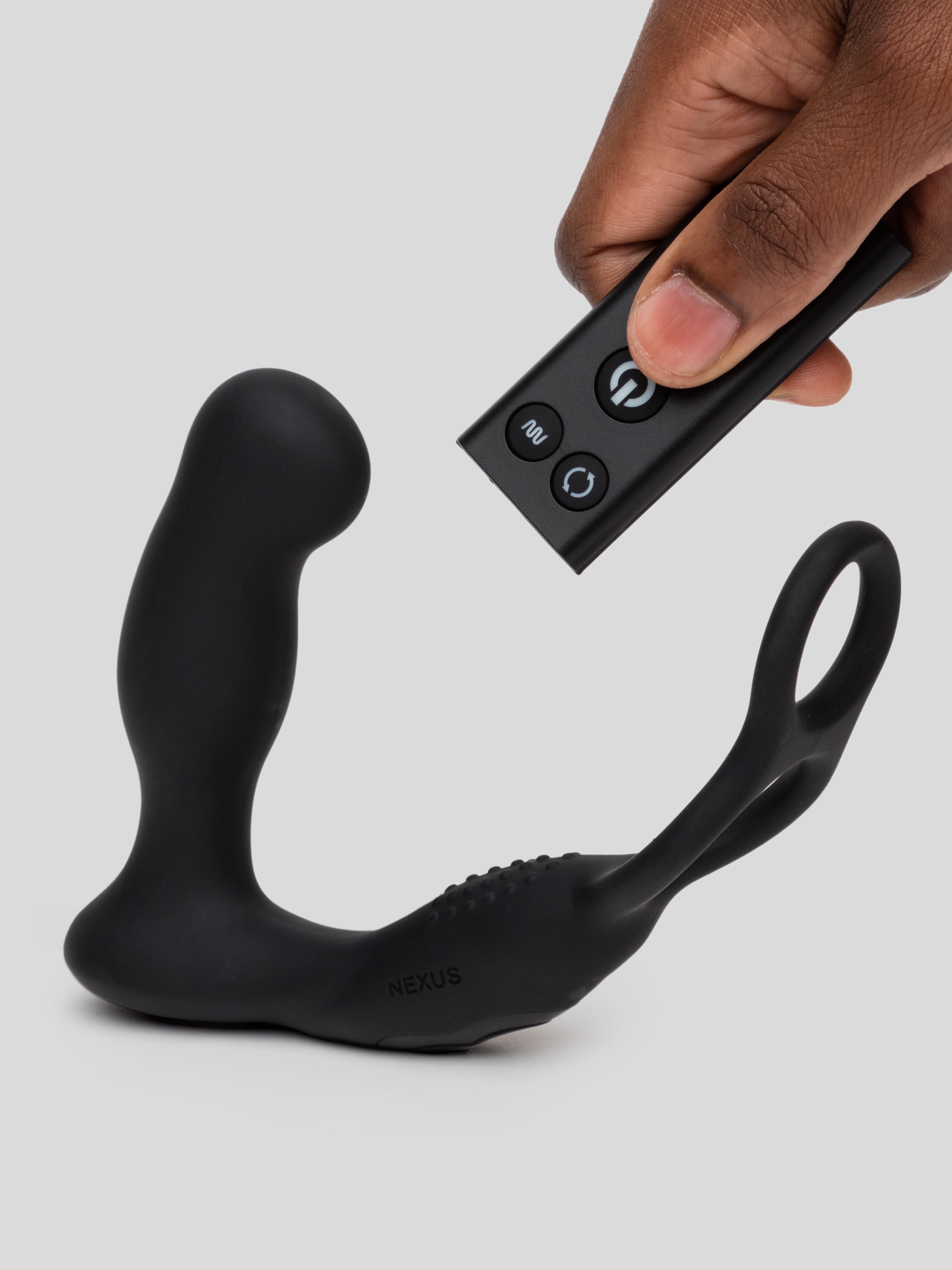 Nexus Revo Embrace Remote Control Rotating Double Cock Ring Prostate Massager, Black, hi-res