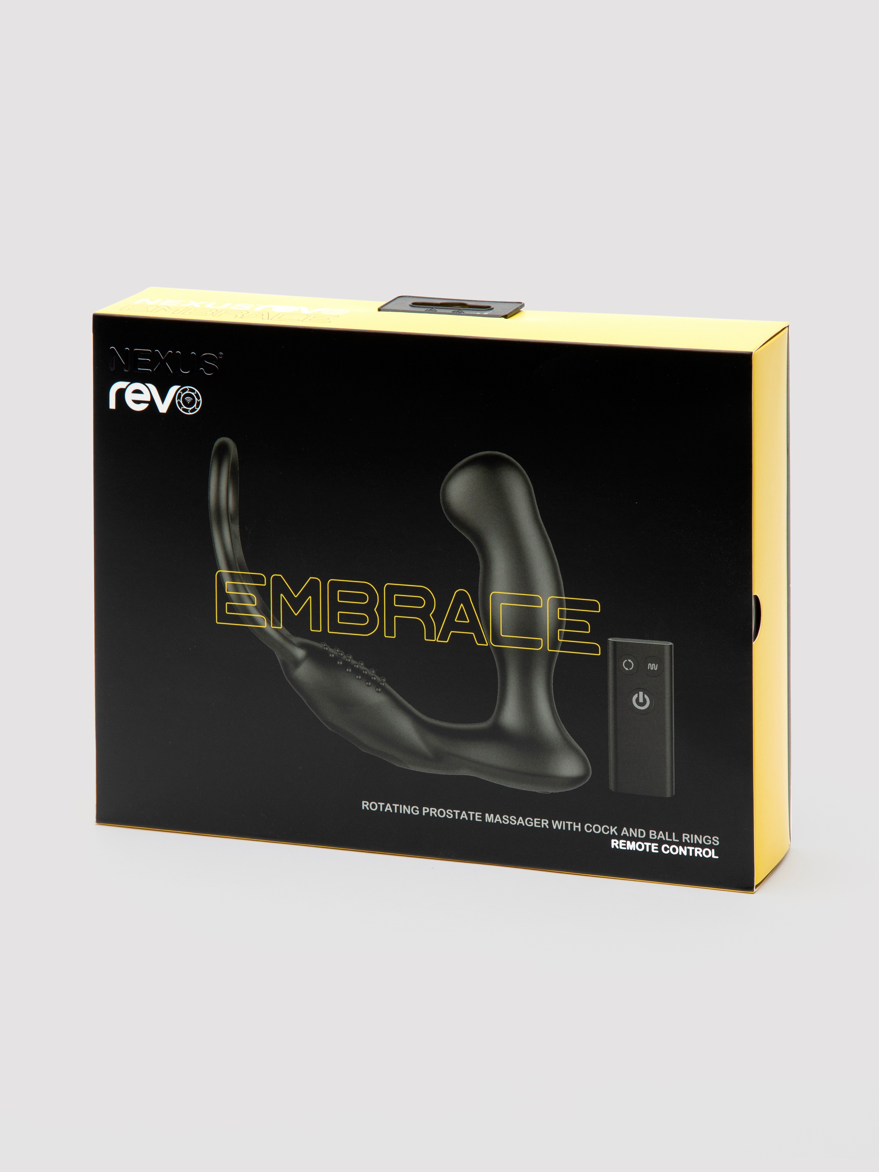 Nexus Revo Embrace Remote Control Rotating Double Cock Ring Prostate Massager, Black, hi-res