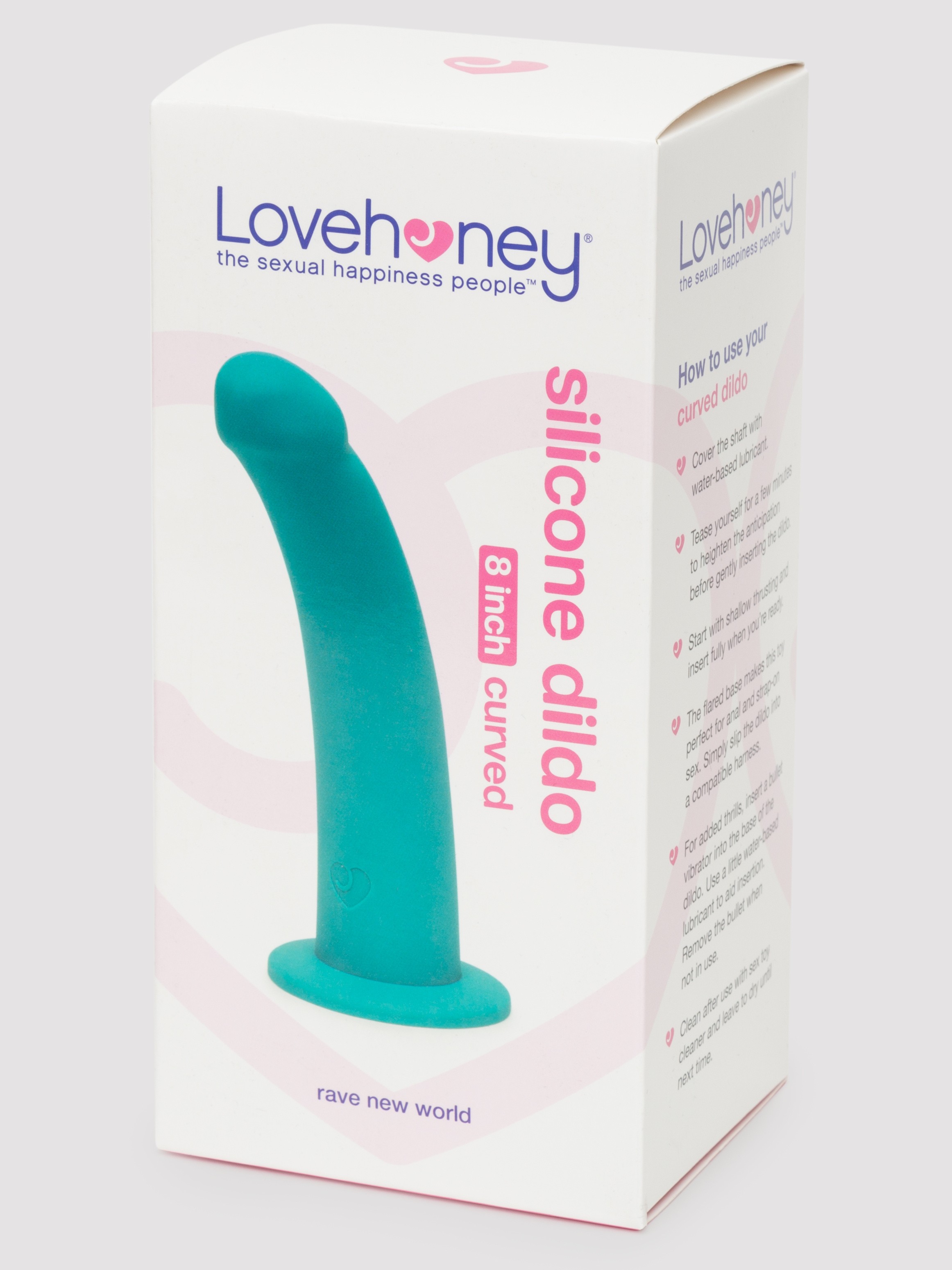 Lovehoney Curved Silicone Suction Cup Dildo 8 Inch, Green, hi-res