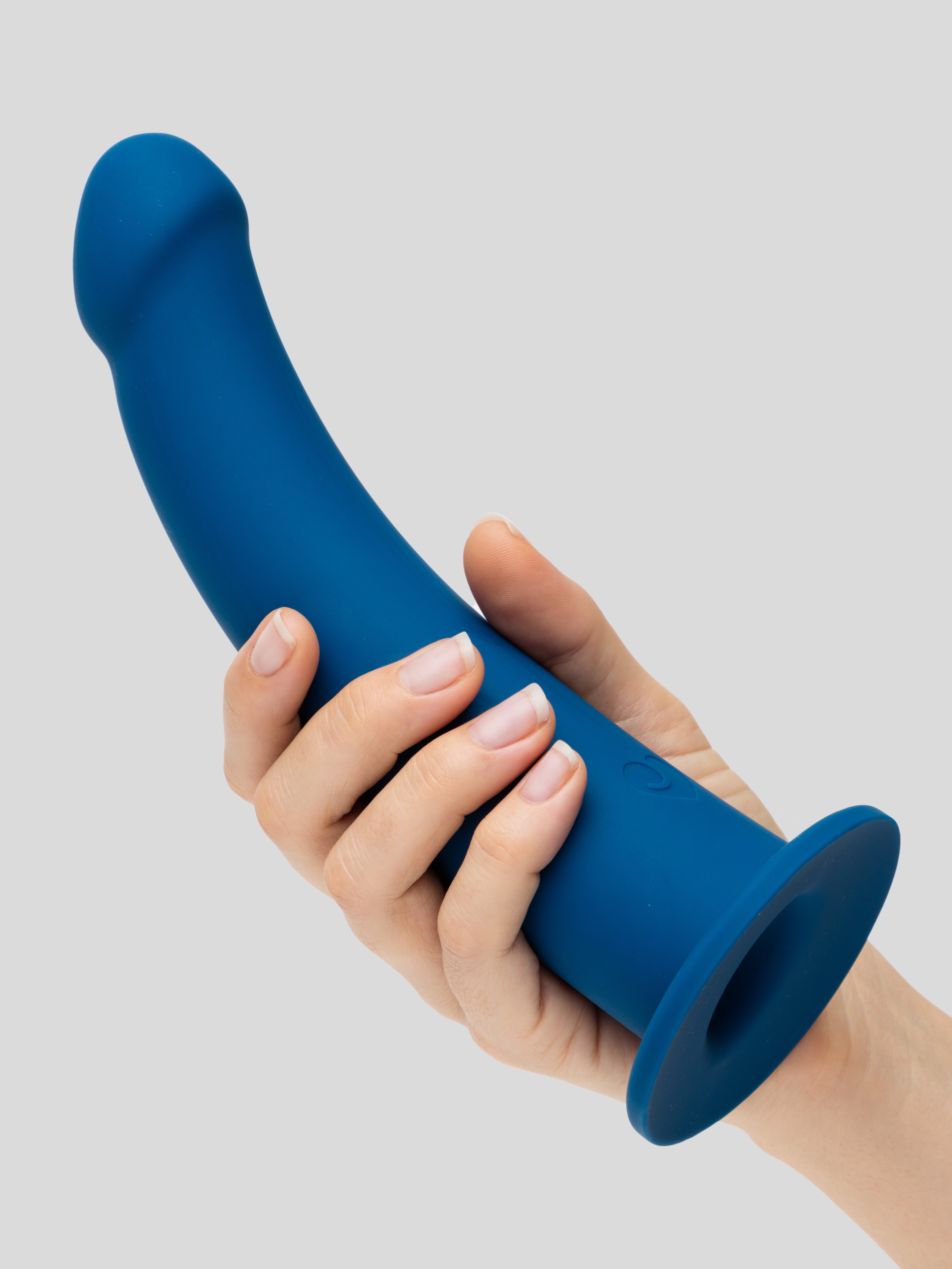 Lovehoney Curved Silicone Suction Cup Dildo 9 Inch, Blue, hi-res