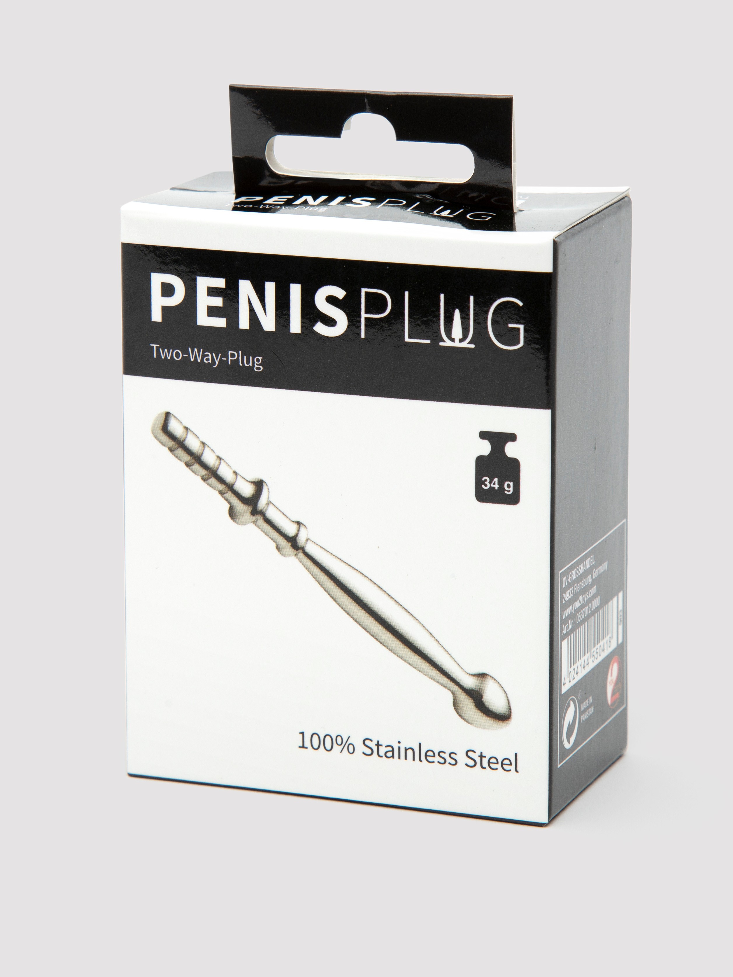 Penis Plug Double-Ended Stainless Steel Penis Plug 11mm, Silver, hi-res