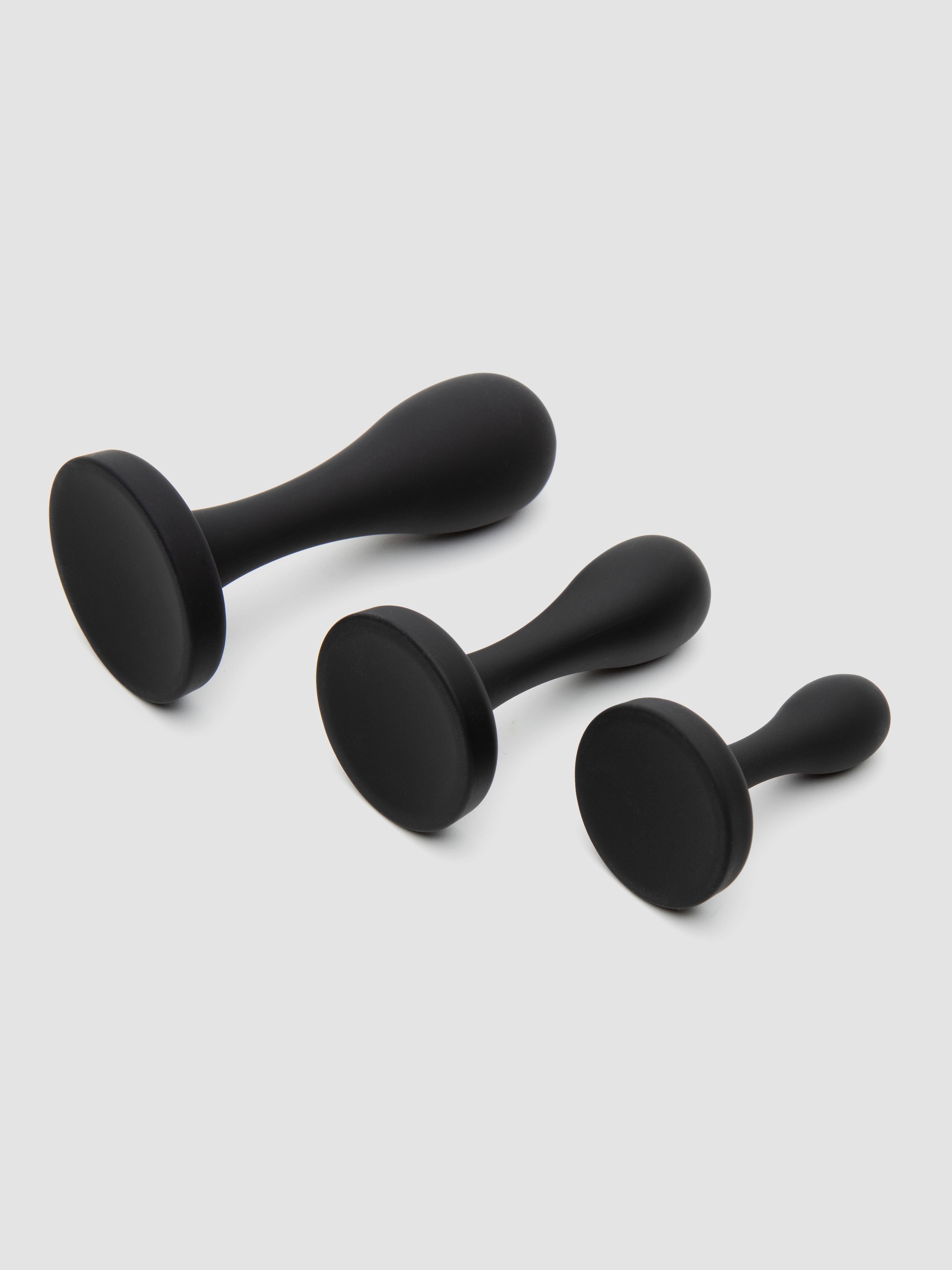 Buttr Bootcamp Silicone Butt Plug Training Set (3 Piece), Black, hi-res