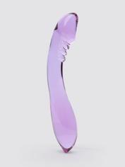 Lovehoney Sensual Glass Curved Textured Dildo, Purple, hi-res