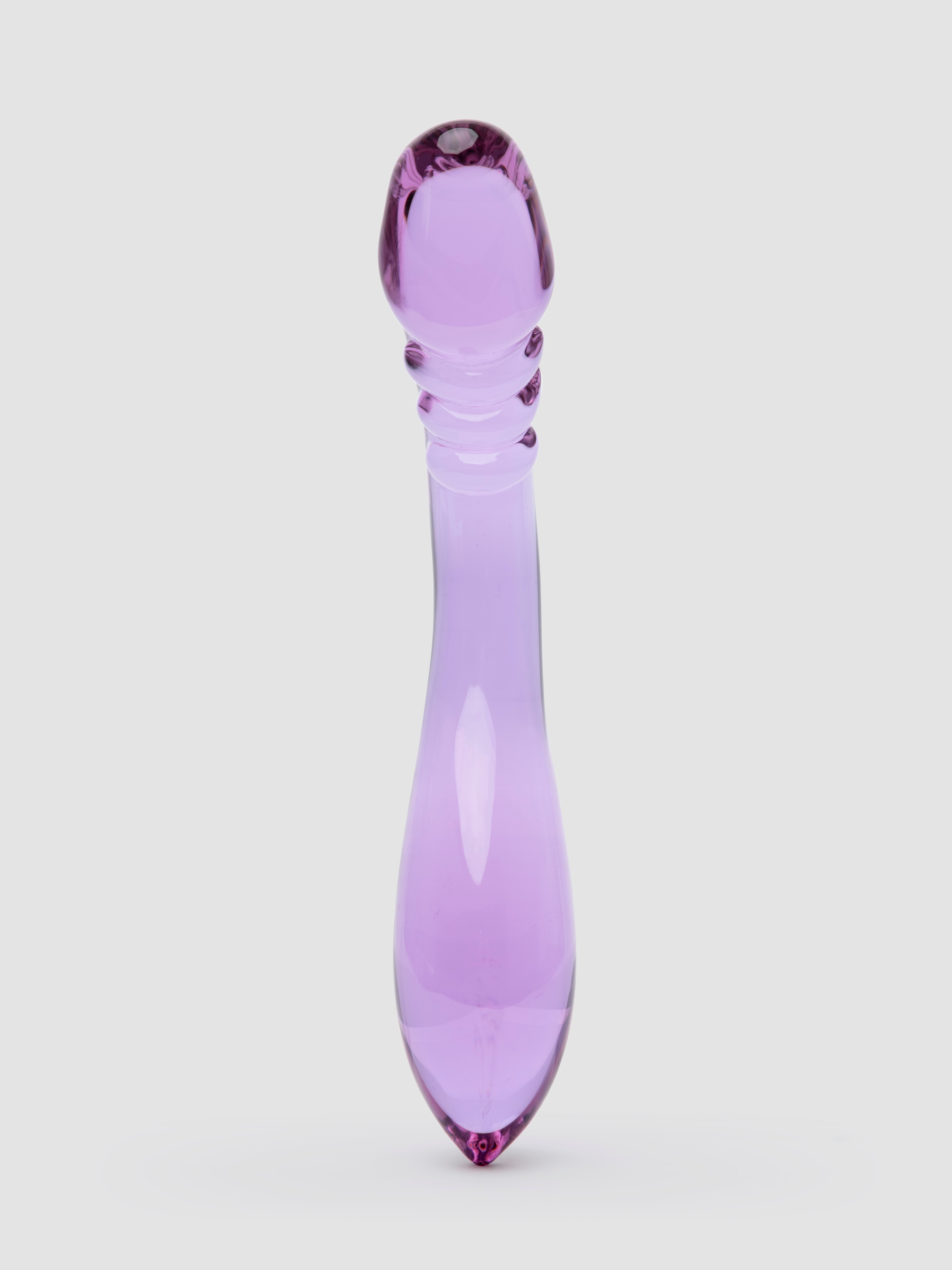 Lovehoney Sensual Glass Curved Textured Dildo, Purple, hi-res