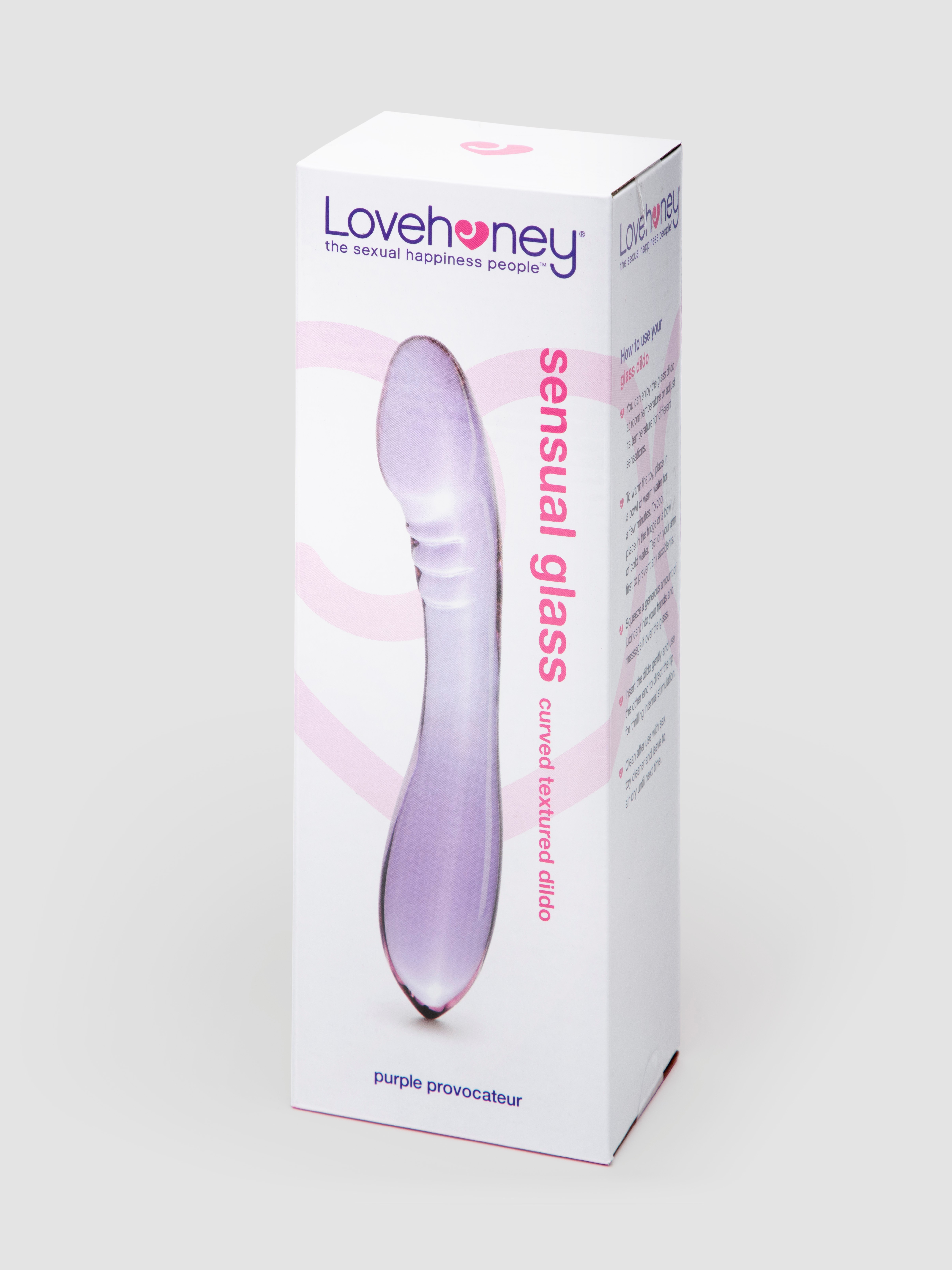 Lovehoney Sensual Glass Curved Textured Dildo, Purple, hi-res