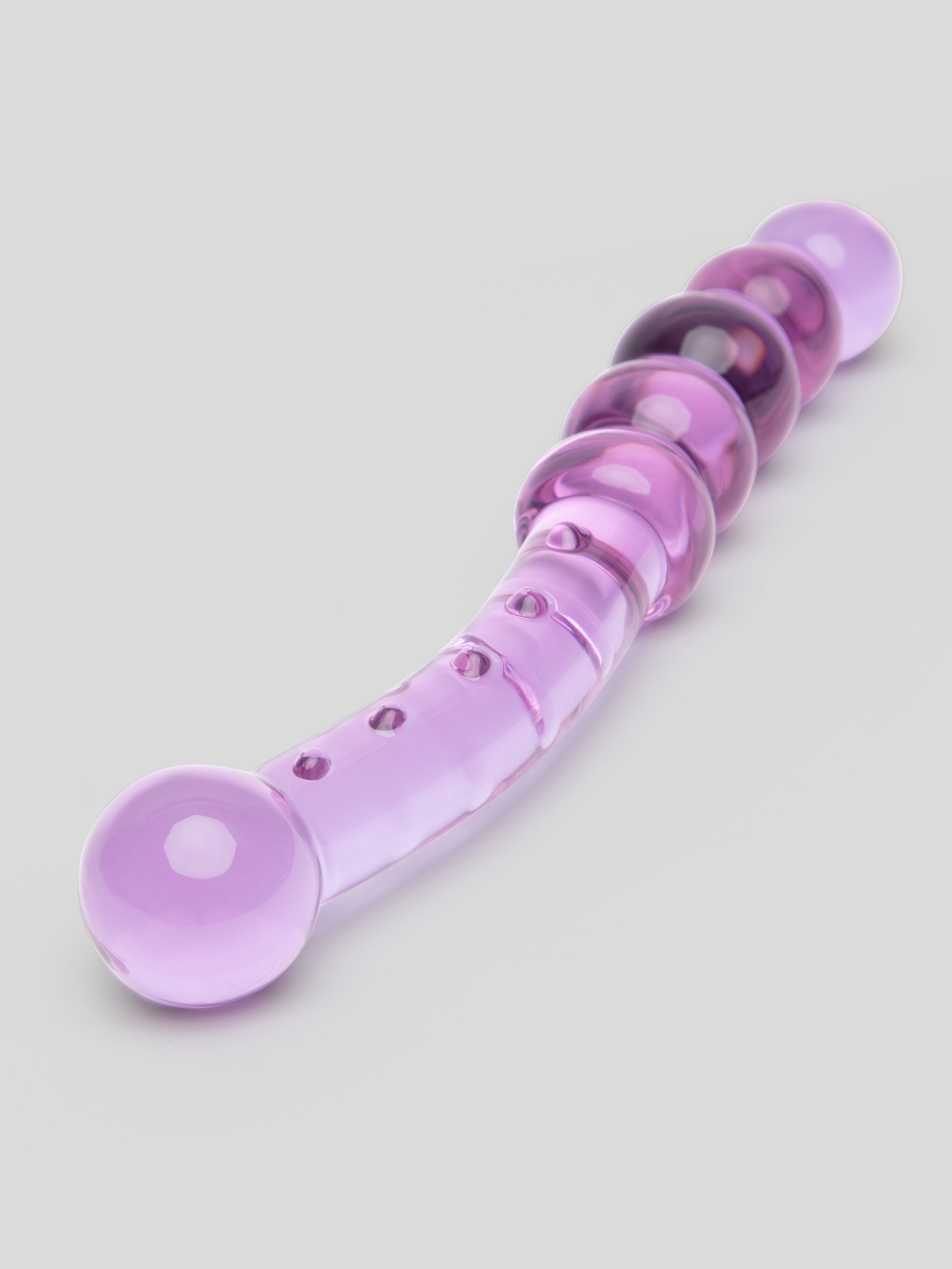 Lovehoney Sensual Glass Beaded Textured Dildo, Purple, hi-res